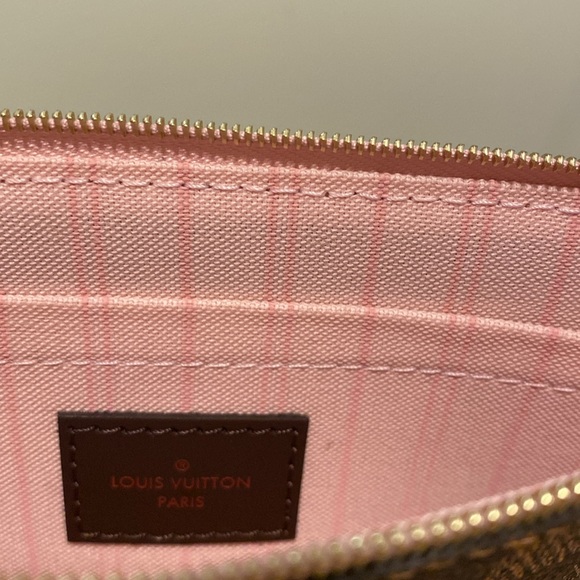 Luis Vuitton Authentic Damier Ebene Neverfull MM GM Pochette Rose Ballerine! - Picture 2 of 10